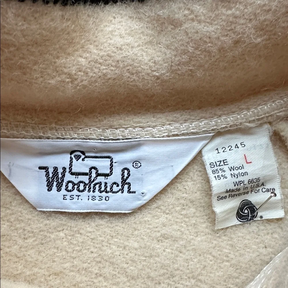 Woolrich Hudson Bay Stripe Pullover Sweater Womens Beige Snap 70s 80s USA Large - Picture 9 of 15